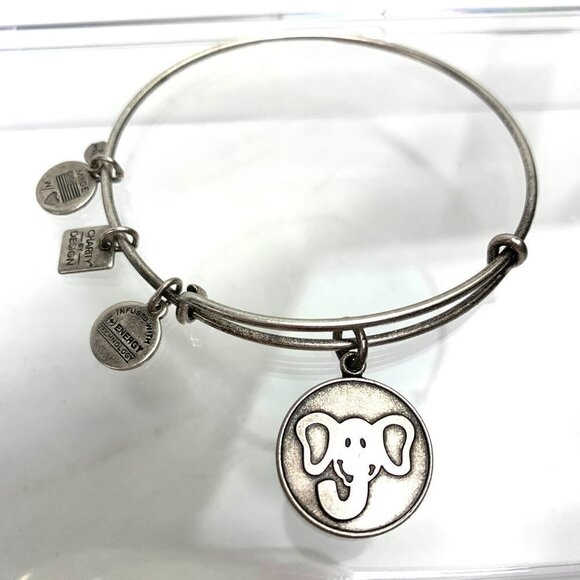 Alex and Ani Elephant Charm Bracelet - Silver Finish Expands 2"- 3.5" - Picture 1 of 2